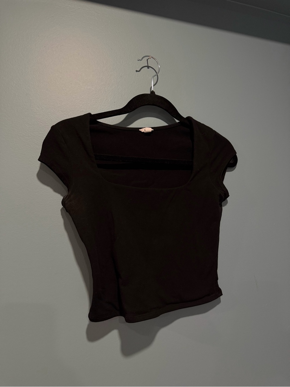 Garage Black and Brown Short Sleeve Scoop Neck Top